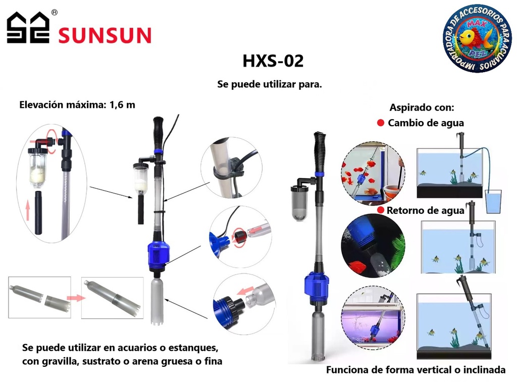 Aspirador/Sifón automático (Bomba de Succión) multifunción  AX-1002  
 SUNSUN (copia)