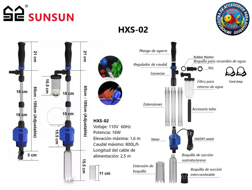 Aspirador/Sifón automático (Bomba de Succión) multifunción  AX-1002  
 SUNSUN (copia)