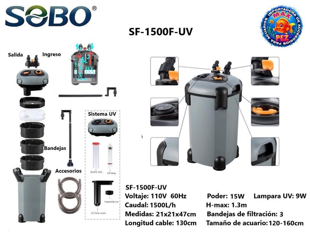 Filtro Canister  SF-1500F-UV
