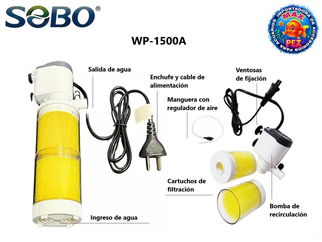 Filtro Sumergible  WP-1500A  SOBO