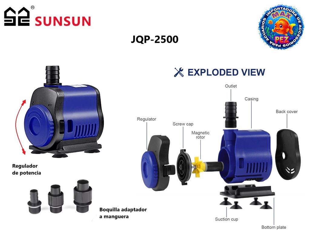 Bomba de Agua de Recirculación Sumergible  JQP-2500  SUNSUN