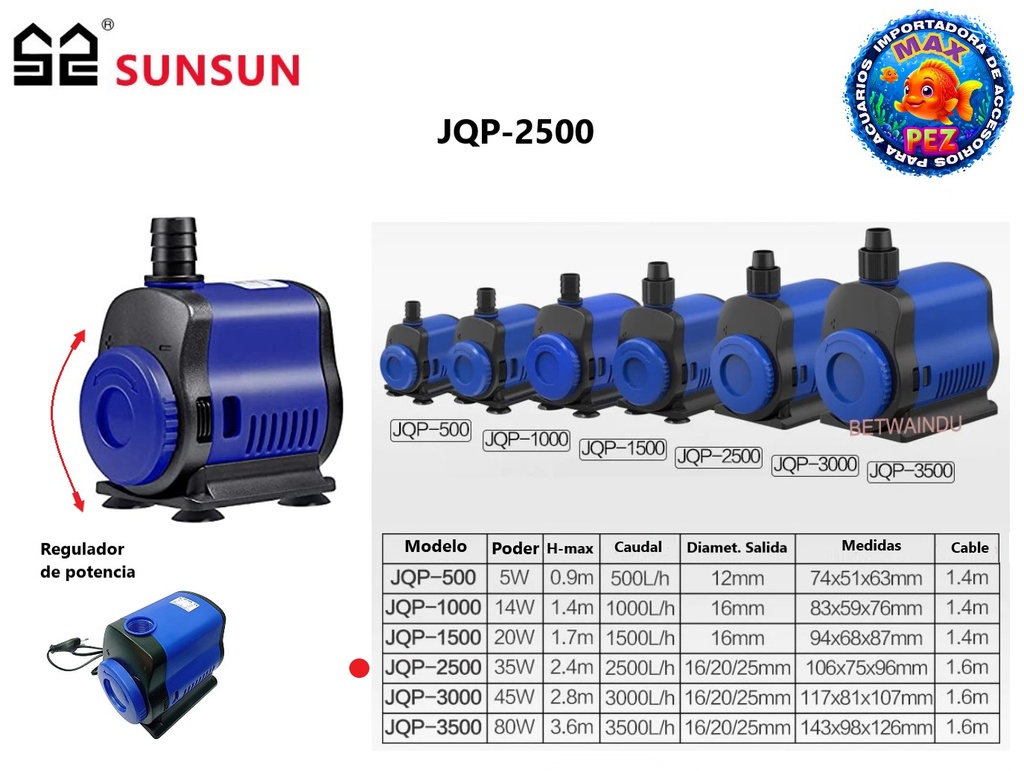 Bomba de Agua de Recirculación Sumergible  JQP-2500  SUNSUN