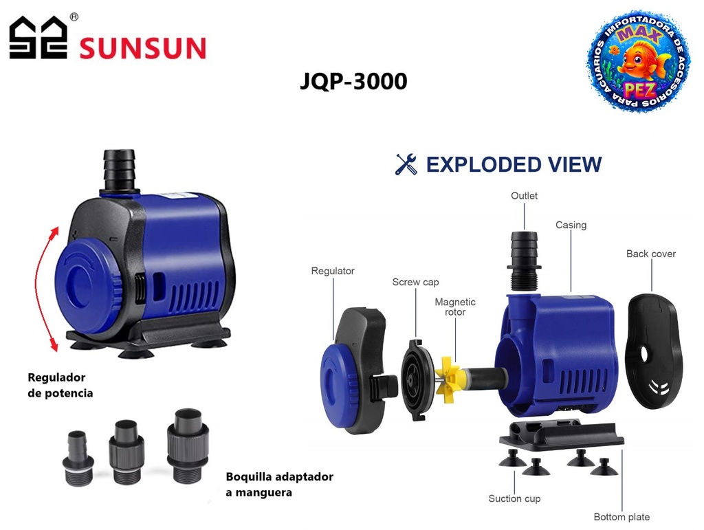 Bomba de Agua de Recirculación Sumergible  JQP-3000  SUNSUN