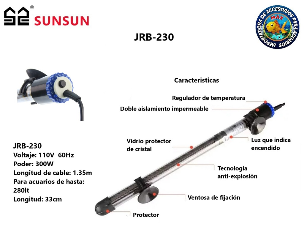 Calentador de acuario  JRB-230  SUNSUN