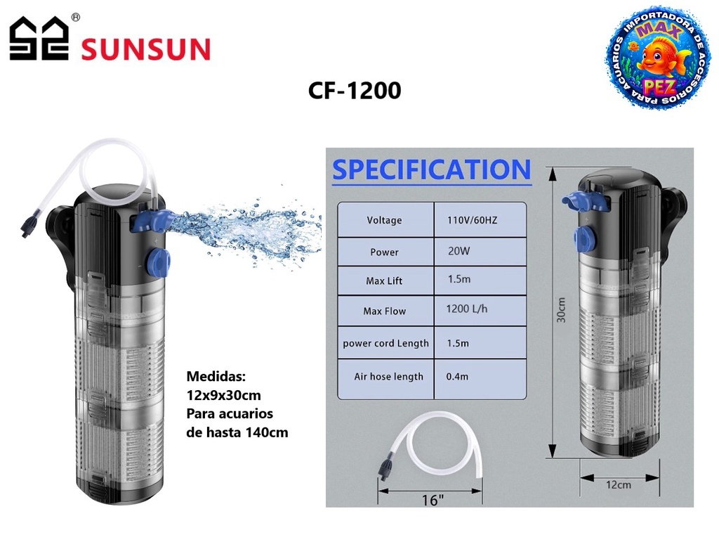 Filtro Sumergible  CF-1200  SUNSUN