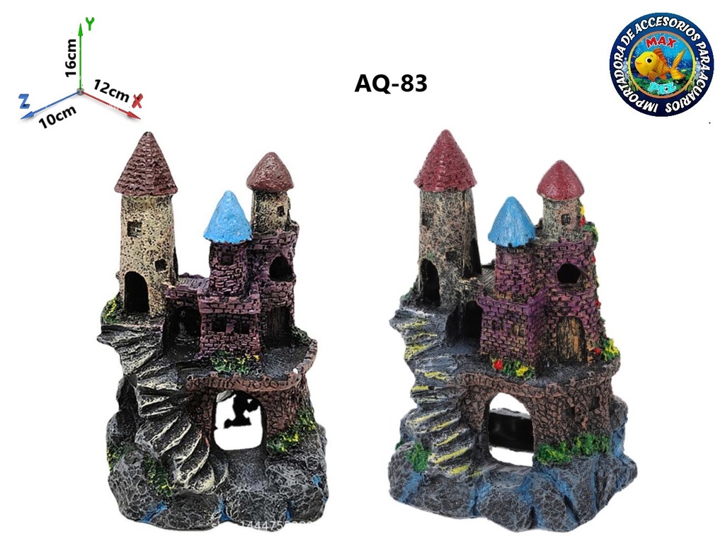 AQ-83  Adorno Castillo sobre Roca c0n Escalera y Escondites
