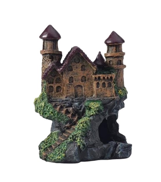 Adorno Castillo sobre Roca con Escalera y Escondites  AQ-129